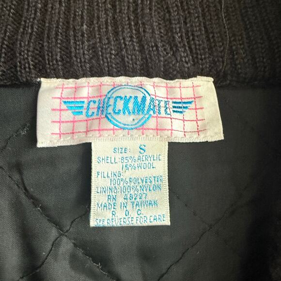 Vtg 80s Cardigan Jacket Fair Isle Knit Bomber Wool Blend Shawl Collar Women's S - Picture 6 of 8